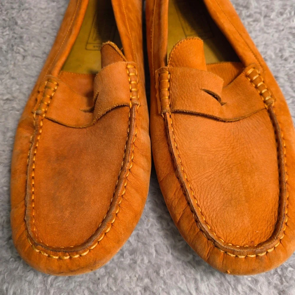 Mercanti Fiorentini Relax Penny Loafer Orange Leather Driving Mocs Mens 10M Fair